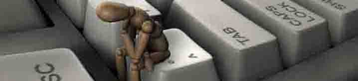 Man sitting on a keyboard