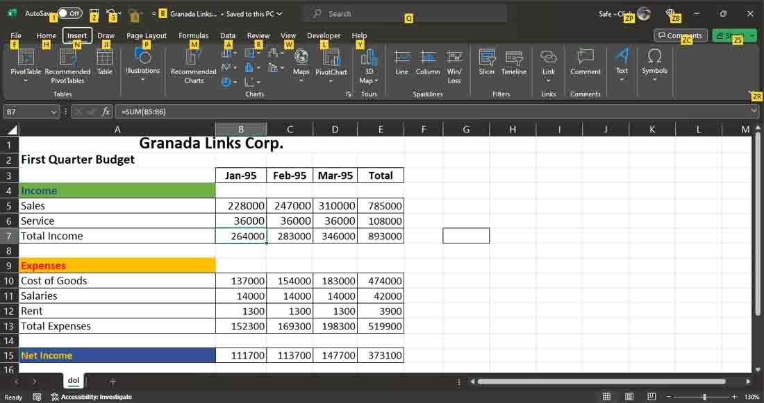Excel Screen